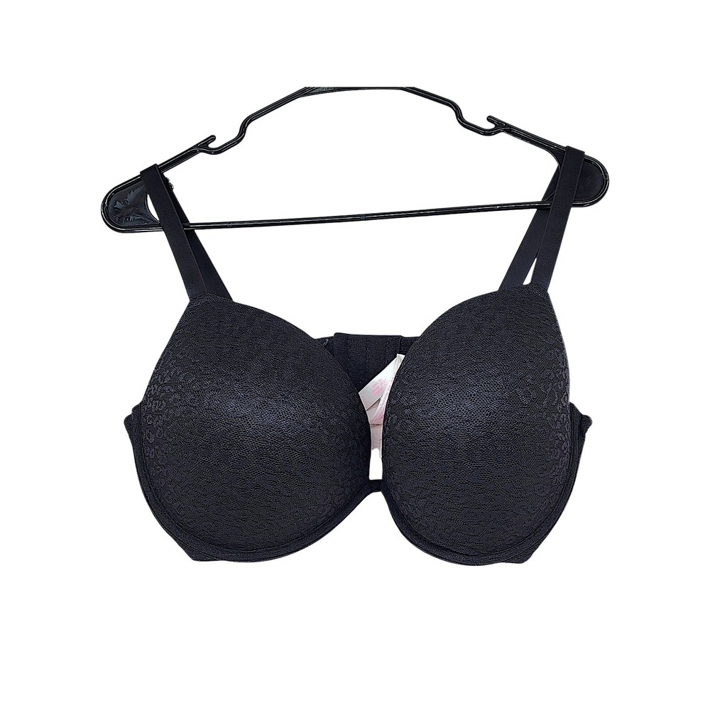 Victorias Secret PINK Super Push Up Bra 40DD Black Lace Wear Everywhere Padded
